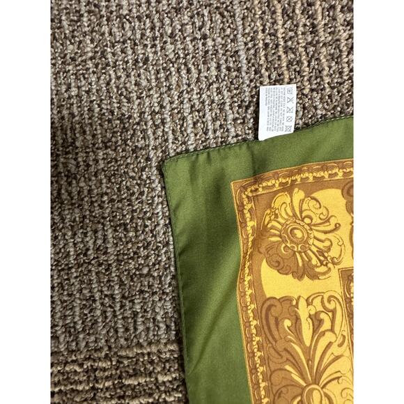 Tiger Leopard Print Scarf Womens Green Gold Baroque Border Square Polyester - Picture 5 of 8